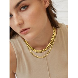 FindChic Men Curb Chain Necklace 18K Gold Plated Hip Hop Rapper 5MM Link Chains for Men 20''