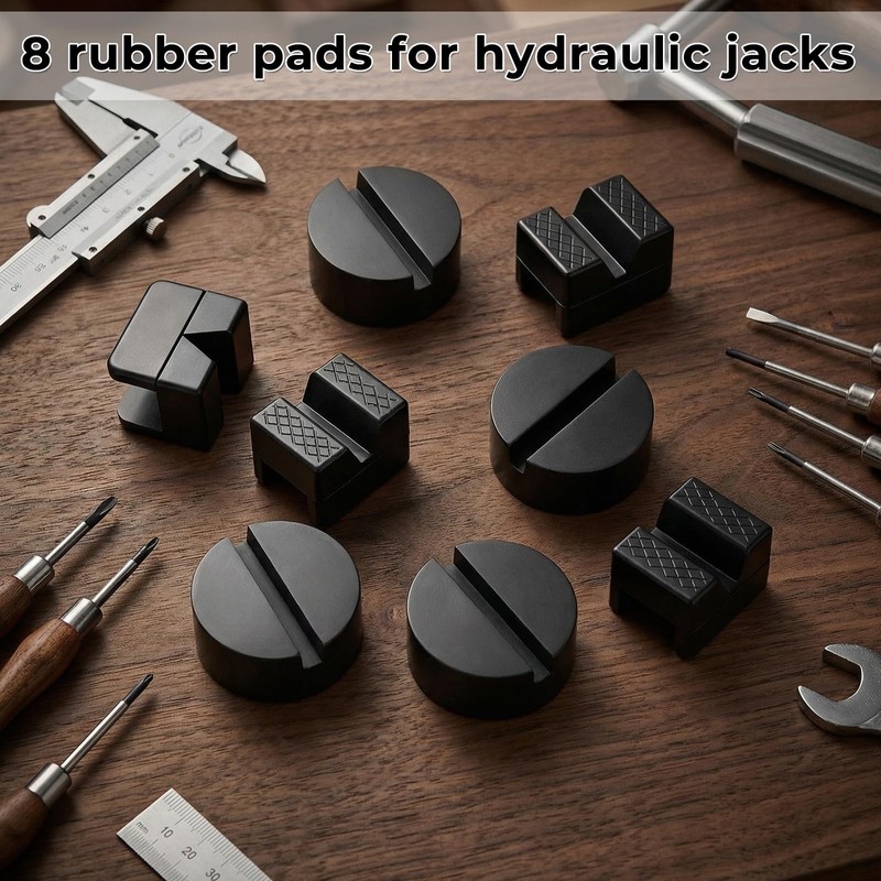 8 Pcs Jack Stand Pads, Black Rubber Cars Jack Stand