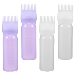 LALAFINA 4pcs Hair Dye Bottle Comb Tooth Bottle Hair Coloring Bottle Hair Color Brush Hair Dye Bottle with Comb Oil Bottles for Hair Shampoo Salon Applicator Bottle Kettle Major Plastic