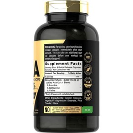 BCAA 아미노산 500mg 400캡슐 x 1통 BCAA Amino Acids 500mg 400 Capsules x 1 Bottle