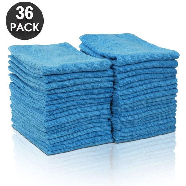 MASTERTOP 36Pcs/Pack Microfiber Dust Cleaning Cloth Multifunctional Cleaning Rag/Window Cloth/Dish Cloths for Kitchen Home Car Glass Blue