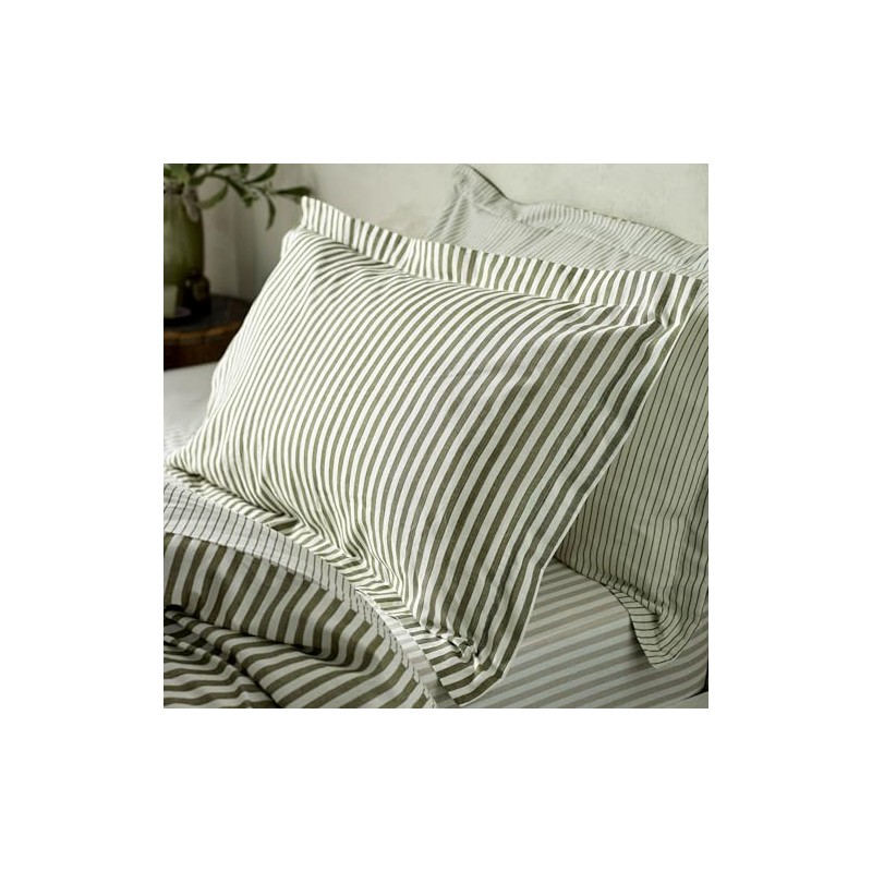 Yard Hebden Mélange Stripe Pillowcases – 100% Cotton Breathable Oxford