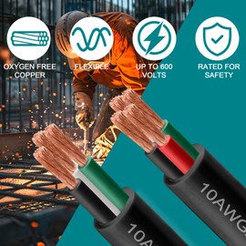 6/3 SOOW Wire 10FT, 6 AWG 600V SOOW Bulk Cable, 6 Gauge 3 Conductor Portable Power Cable, Extension Cord for Welder,Generator,Portable Light,Circuits,EV Car Charger,Motor Lead