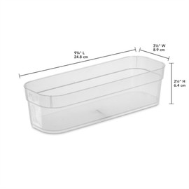 Sterilite 13538608 Narrow Storage Trays with Sturdy Banded Rim and Textured Bottom for Desktop and Drawer Organizing, Clear (48 Pack)