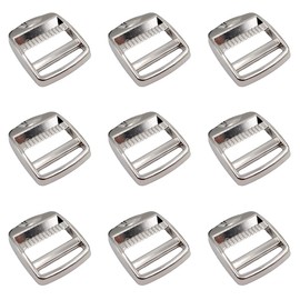Nifocc Pack of 10 Metal Ladder Adjustable Buckles Webbing Release Buckles Zinc Alloy Buckle with Adjustable Slider for Backpack Suitcase Strap Accessories - Silver
