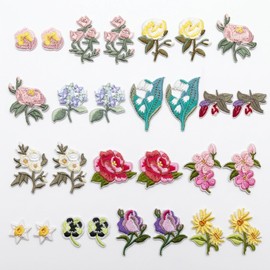 28PCS Mini Flower Embroidery Iron on Patches for Clothing Sewing Craft