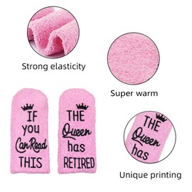 Retirement Gifts for Women Novelty Socks Funny Retirement Socks Women Retirement Gift Ideas Pink Fluffy Long Stockings Funny Socks Gifts for Retirees Colleagues Friends Happy Retired Gifts