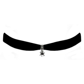 Victorian Vault Black Velvet Steampunk Gothic Spider Choker Pendant Necklace