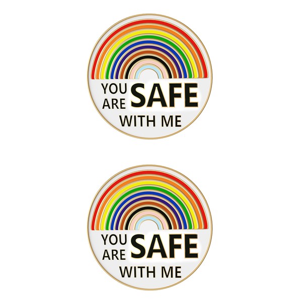 You Are Safe With Me pins Enamel Lapel Pin Rainbow