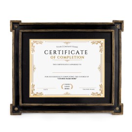 AELS 11" x 14" Diploma Frame for Wall and Tabletop Display, Vintage College Degree Document Certificate Frame with HD Glass, Fits 8.5" x 11" Certificates with Mat or 11" x 14" without Mat, Black with Gold Trim