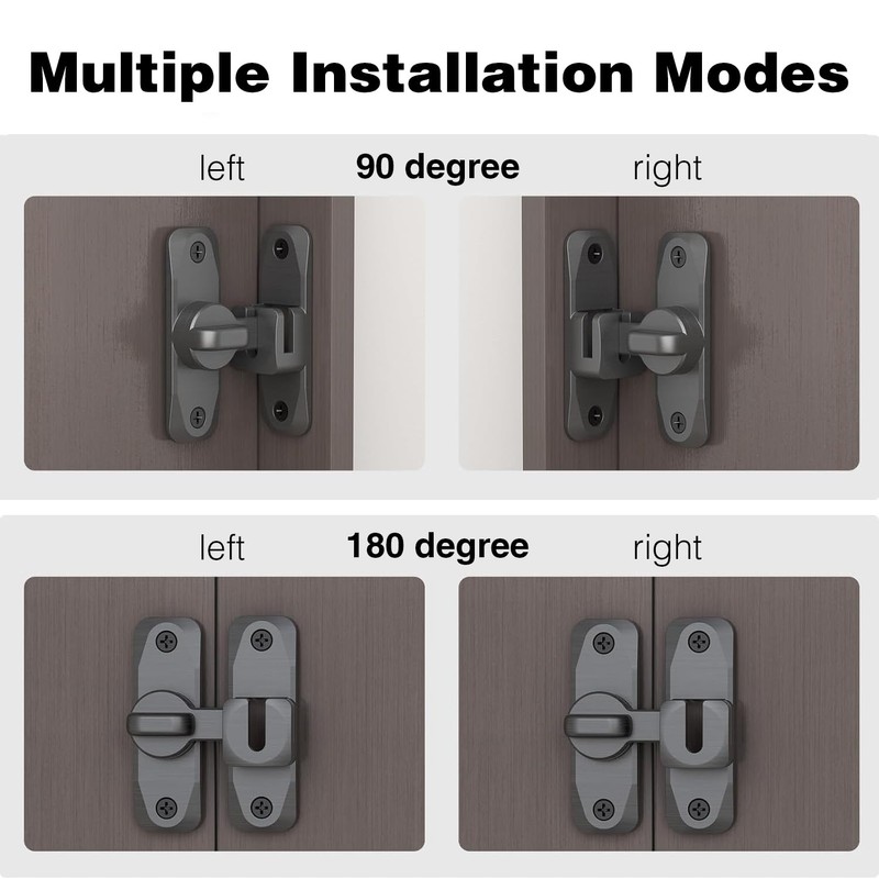 Barn Door Lock, 90/180 Degree Gate Latches, Zinc Alloy Right