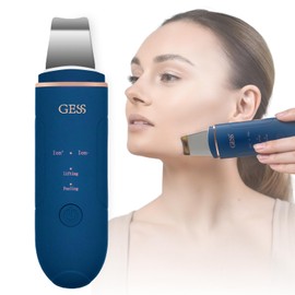 GESS Sky Pore Cleanser Face, Ultrasonic Skin Scrubber, Exfoliating Device, Iontophoresis, 4 Modes, Anti Acne, Lifting, Ultrasonic Massager (Blue)