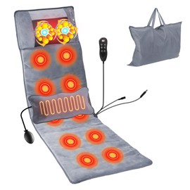 iMounTEK Full Body Electric Massage Mat for Home Office with Heat Vibration Massage Pad Cushion Back Massage Mattress Chair Pad with Neck Massage Pillow with 10 Vibration Motors Timer（53.14*19.68in ）
