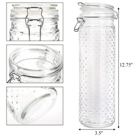 Yesland 2 Pcs 60 Oz Glass Food Storage Jar Canister with Airtight Seal Lid - Large Noodle Holder/Spaghetti Storage Container - Cereal Containers for Kitchen Canning, Pasta, Sugar, Beans and Spice