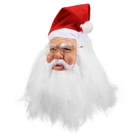 Kuberas Santa Claus Mask Christmas Full Face Mask Realistic Latex Mask with Beard and Hat Christmas Costume Prop for Adults