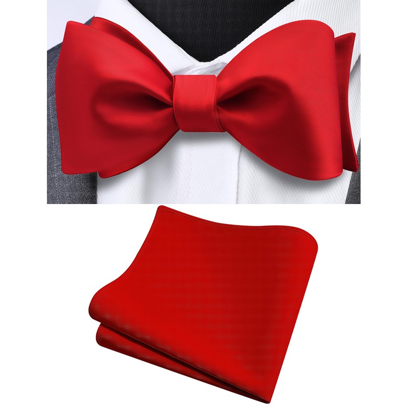 Gusleson Mens Retro Red Self Tied Bow Tie for Wedding