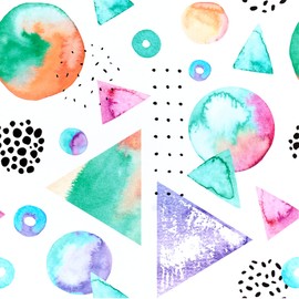 ReWallpaper Geometric Wallpaper Peel and Stick Colorful Contact Paper for Cabinets Walls Classroom Kids Room 17.5in x 10ft Watercolor Mural Wall Paper Sticker Pull Bedroom Nursery Green Pink Gold