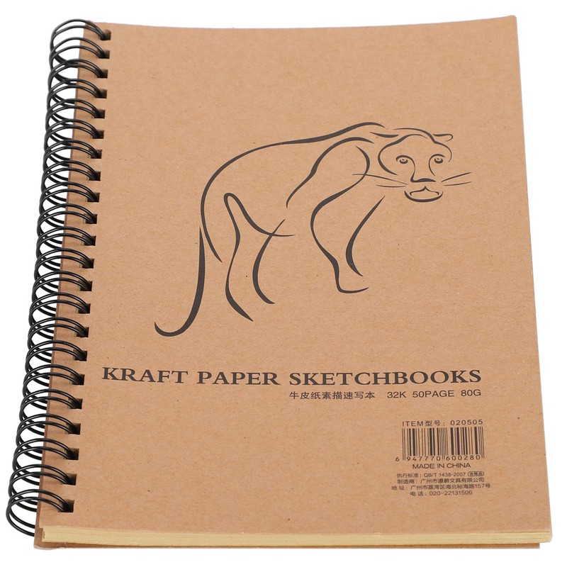 4Pcs Kraft Paper Sketchbook Retro Sketch Pad HandPainted Thick Art