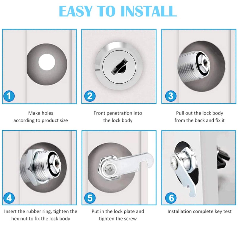 Litensh Mailbox Lock 25mm, Cabinet Cam Lock with Key Alike,