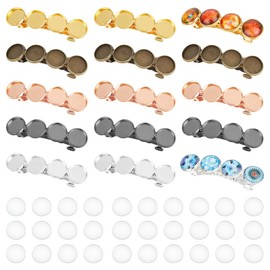 UNICRAFTALE Pack of 20 5 Colours Hair Clips Settings Brass DIY Blank Hair Clips for DIY Macaroon Resin Hair Clips Metal Cabochon Hair Clips with Glass Cabochons for Women Headpiece Hair Accessories