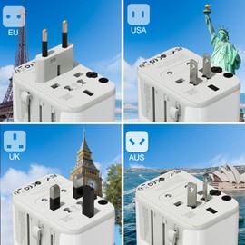 TESSAN Reiseadapter Weltweit, Universal Reiseadapter mit 2 USB und 3 USB C, Internationaler Steckdosenadapter, Reisestecker Adapter Weltweit für Deutschland USA England Australien, Travel Adapter