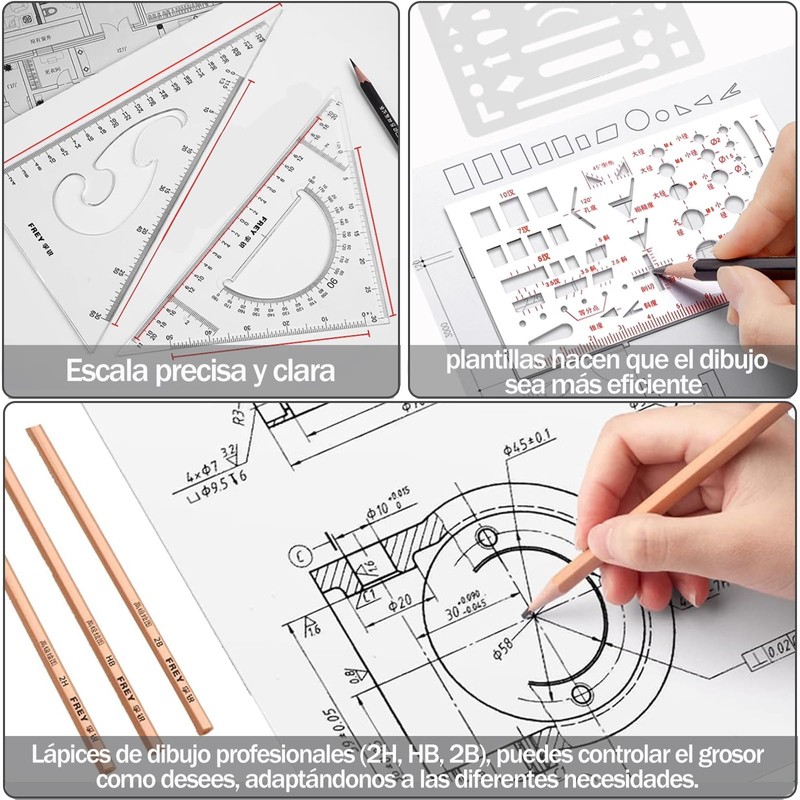 WOAZNSK Geometrico Juego de Compás,25 piezas Juego de Geometría Profesional,brújula