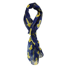 TigerTie Chiffon Scarf with the Way of Saint James and their Symbols Patterned Size 180 x 50 cm, Blue, navy, yellow, white