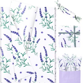 20 Sheets Lavender Tissue Paper, 20x14in Watercolor Lavender Wrapping Tissue for Spring Birthday Wedding Gift Supplies