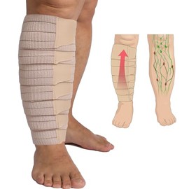 Envoltorios ajustables para linfedema y compresión para piernas - Alivia la hinchazón, edema, lipedema, dolor/pesadez, mejora la circulación, Largo (XXL)