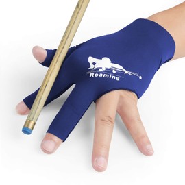 Roaming Breathable Billiard Gloves Men Left Hand Elastic Pool Gloves for Shooter Snooker Carom Cue Sports (Blue, S-M)