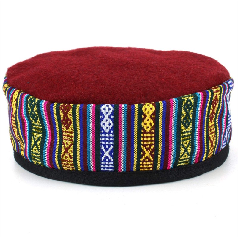 Siesta Nepalese Wool Smoking Hat - Red (Medium)