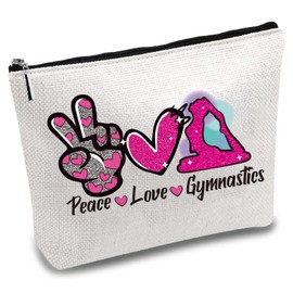 CREATCABIN Gymnastics Girl Canvas Bag Metal Zipper Pouch Student Stationery Storage Bag Makeup Tools Collection Bag for Women Daily Supplies Vacation Camping Cosmetics Toiletries Organizer 7x10 In