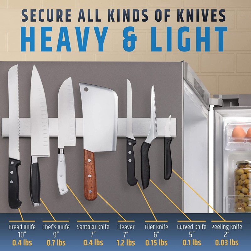 17" Premium Magnetic Knife Holder for Refrigerator (Double-Sided Heavy-Duty Magnets)