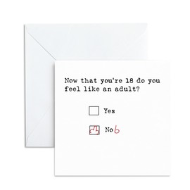 Funny 18th Birthday Card For Son, Daughter, Grandson, Granddaughter, Brother, Sister And Nephew,18th Birthday Card For Boy And Girl, 13 × 13 Cm, Blank Inside & Envelope Included