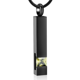 Memorial Jewelry Brithstone Cube Cremation Urns Jewelry Ashes Keepsake Stainless Steel Crystal Pendant, Crystal