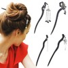 CABODYALS 4Pcs 4 Styles Black Natural Wood Hair Sticks Headdress