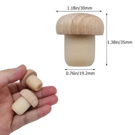 Mushroom Shaped Corks - Reusable Wooden & Rubber Wine Stopper Plugs (8, L)