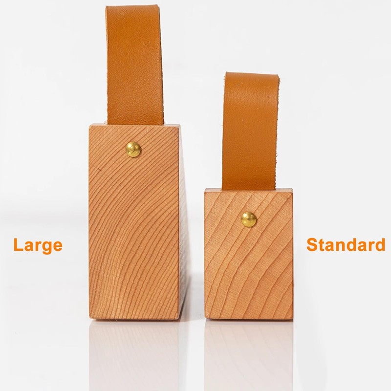 Large Wood Door Stopper, Solid Wooden Non-Slip Door Wedge, Sturdy