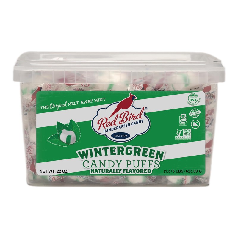 Red Bird Wintergreen Mints, Individually Wrapped Candy, Gluten Free Breath