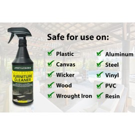 Lifestyle Basics Outdoor Furniture Cleaner + UV Protectant 32 Ounces | Stain Remover for Vinyl, Canvas, Wood, Metals, Plastics | Prevents Fading, Drying, Cracking