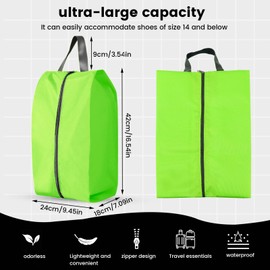Bagentry 3 Pack Folding Shoe Bags for Travel with Zipper Closure, Waterproof Shoe Storage Bag with Handle, Washable Shoe Organizers Packing Cubes for Gym Women Men (Green)