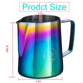 Milk Frothing Pitcher 20oz,Espresso Steaming Pitcher 20oz,Espresso Machine Accessories,Milk Frother Cup 20oz,Milk Coffee Cappuccino Latte Art,Colorful Stainless Steel Jug