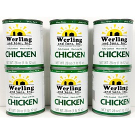 Werling All Natural Chicken – 28 oz Long Term Emergency Survival Canned Meat Fully Cooked (6 Pack)