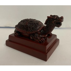 Red Feng Shui Dragon Turtle Tortoise Statue Figurine 2.75”H