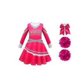 Zombies Girls Cheerleader Dresses Zombies Dress Kids Alien Dresses for Girls with Pom Poms and Bow Hair Rope 7-8Y