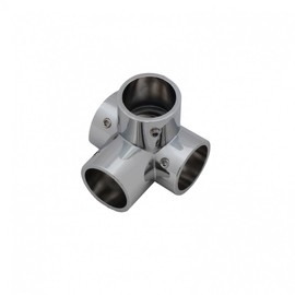 25 mm chrome pipe connector, railing fitting, rod connection 2-01 (Y-piece 4-way)