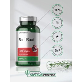 Horbäachv Horbäach Beet Root Powder Capsules | 220 Pills | Herbal Extract | Non-Gmo, Glute