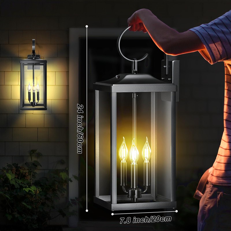 Yolsunes 24" Extra Large Dusk to Dawn Outdoor Wall Light,