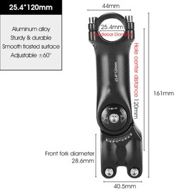 HOUSON Bike Stem，Adjustable MTB Stem Riser Short Handlebar Stem Handlebar Extender for Mountain Bike, Road Bike, Cycling(25.4 * 120mm)