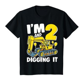 Kids I'm 2 And Digging It 2 Years Boys 2nd Birthday Excavator T-Shirt